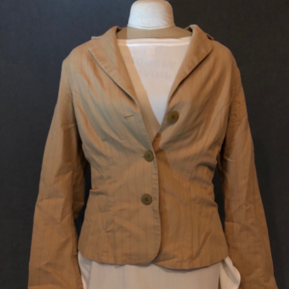Cream jacket with light red stripes